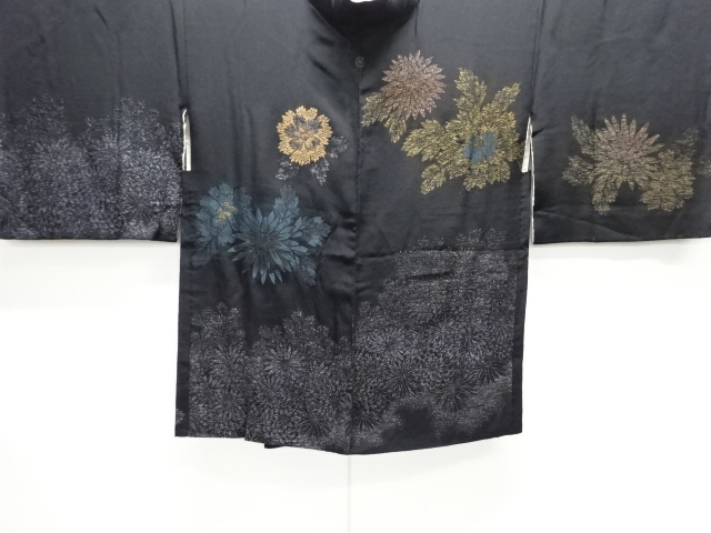 JAPANESE ANTIQUE HAORI / TAISHO ROMAN STYLE / SILK / KINSHA / WOVEN FLOWER